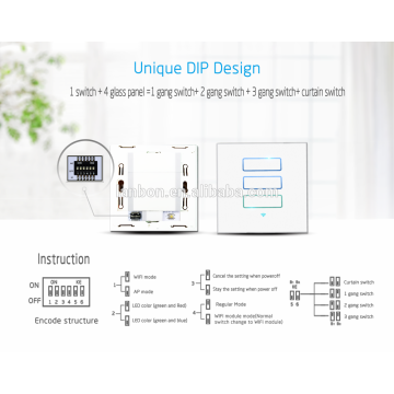 shenzhen Lanbon 3 gang 1 way/2way wifi touch light wall switch for smart home beyond zigbee and z wave